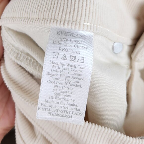 Everlane Baby Cord Cheeky High Waisted Corduroy Pants Tan/Cream sz 26 - Picture 8 of 9